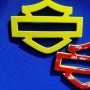 Rossi yellow tank emblems for Harley