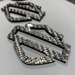 Silver carbon tank emblems for Harley