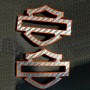 Silver carbon with orange front outline tank emblems for Harley
