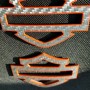 Silver carbon with orange front outline tank emblems for Harley