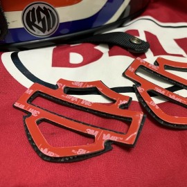 Silver carbon with orange front outline tank emblems for Harley