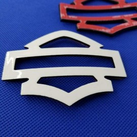 White with black edges tank emblems for Harley