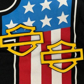 Yellow with black front outline tank emblems for Harley