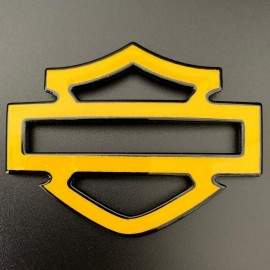 Yellow with black front outline tank emblems for Harley