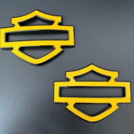 Yellow with black front outline tank emblems for Harley