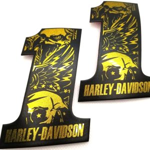 #1 Eagle black-gold tank emblems for Harley