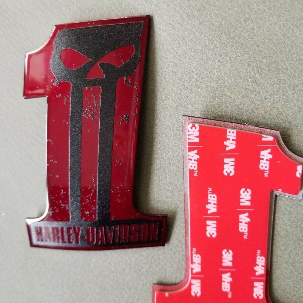 #1 Punisher black-candy red tank emblems for Harley - Image 3