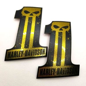 #1 Punisher black-gold tank emblems for Harley