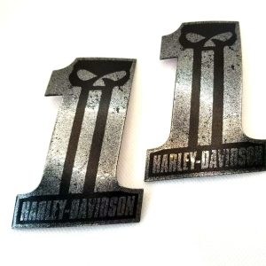 #1 Punisher black-silver tank emblems for Harley