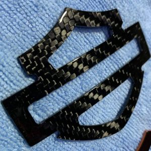 Black carbon tank emblems for Harley