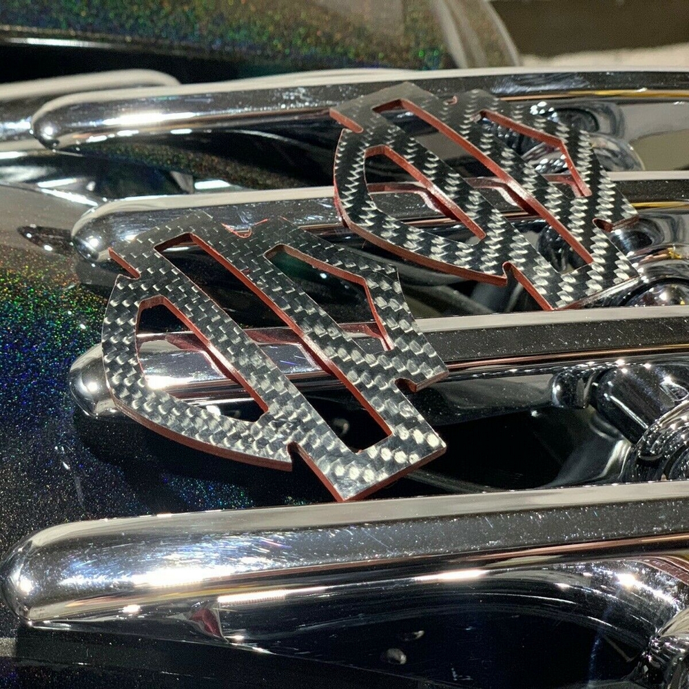 Black carbon with red edges tank emblems for Harley - Image 4