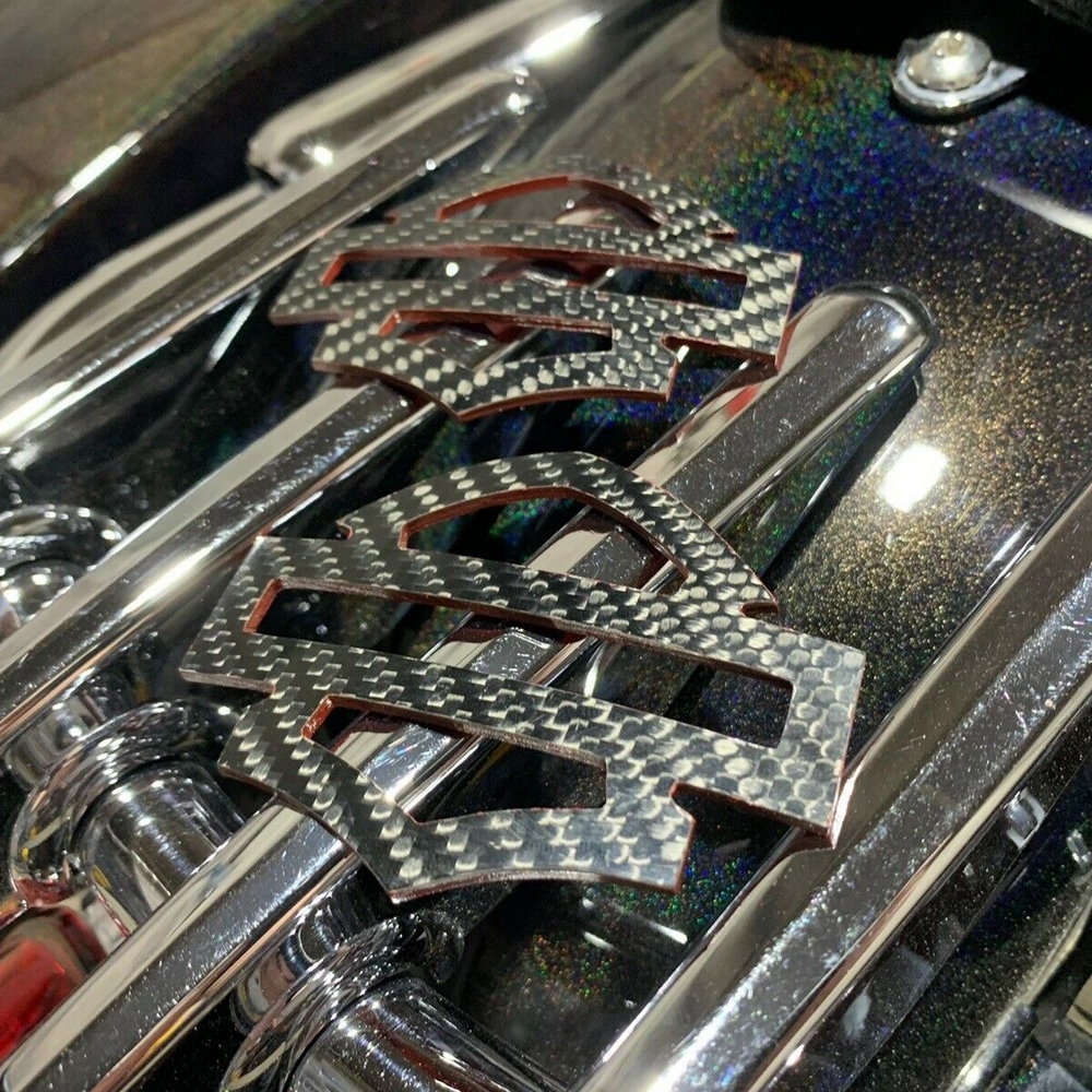 Black carbon with red edges tank emblems for Harley - Image 6