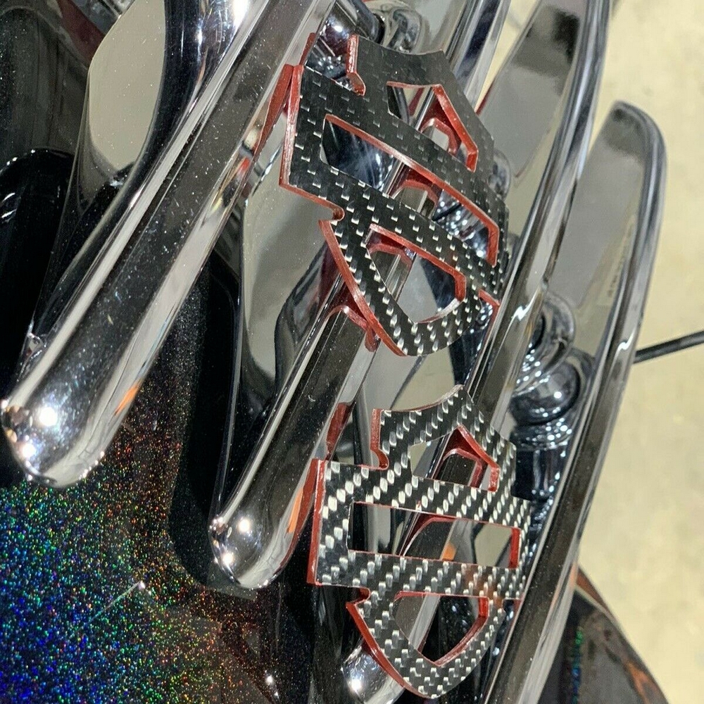 Black carbon with red edges tank emblems for Harley - Image 7