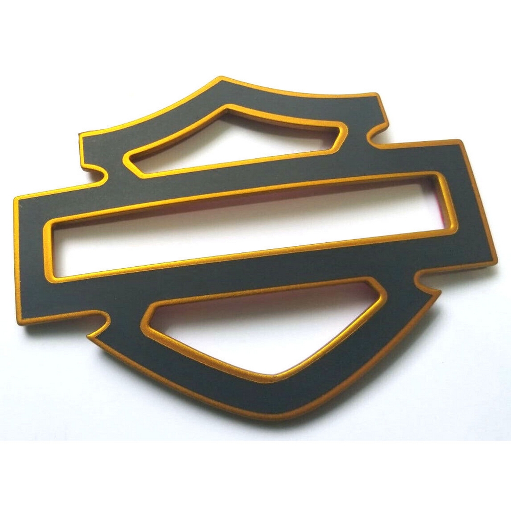 Black with gold front outline tank emblems for Harley
