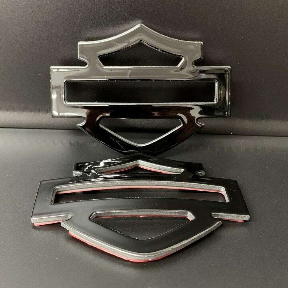 Black with silver edges tank emblems for Harley - Image 2