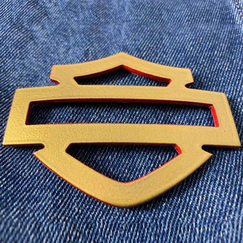 Gold with red edges tank emblems for Harley - Image 2
