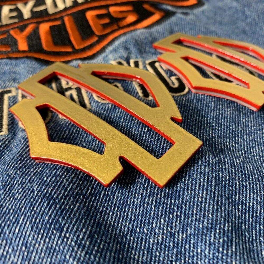 Gold with red edges tank emblems for Harley - Image 4