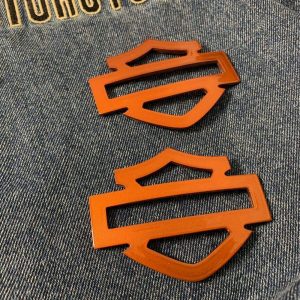 Orange candy tank emblems for Harley