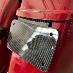 Carbon fiber saddlebag license plate mount