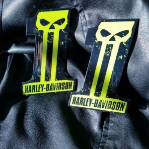#1 Punisher black-green tank emblems for Harley