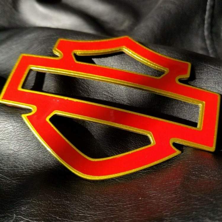 Red with gold front outline tank emblems for Harley - Image 4