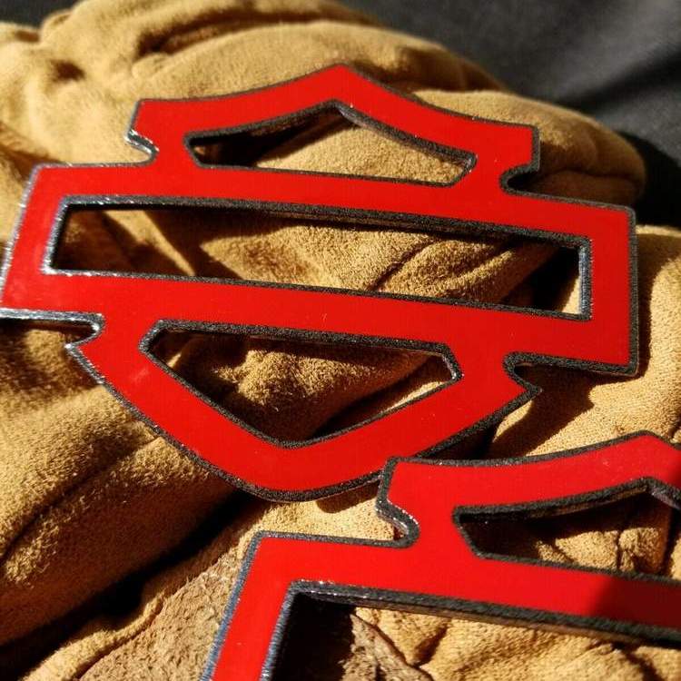 Red with silver front outline tank emblems for Harley - Image 3