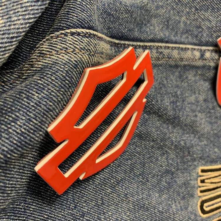 Red with white edges tank emblems for Harley - Image 2