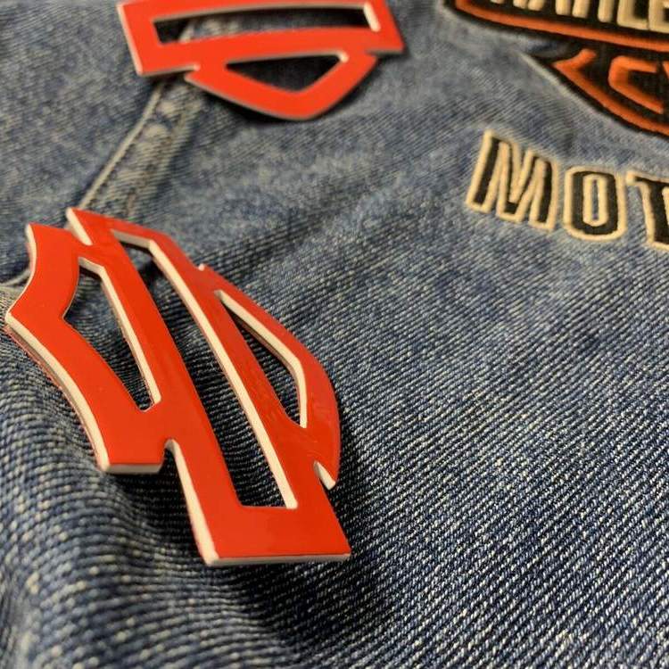 Red with white edges tank emblems for Harley - Image 4