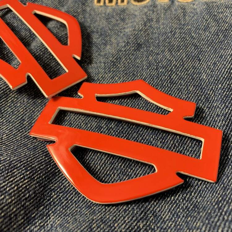 Red with white edges tank emblems for Harley - Image 7