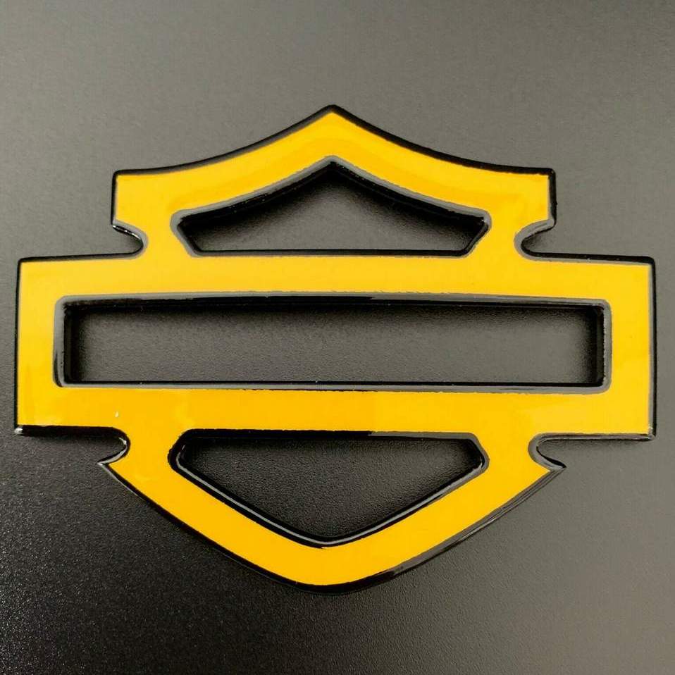 Yellow with black front outline tank emblems for Harley
